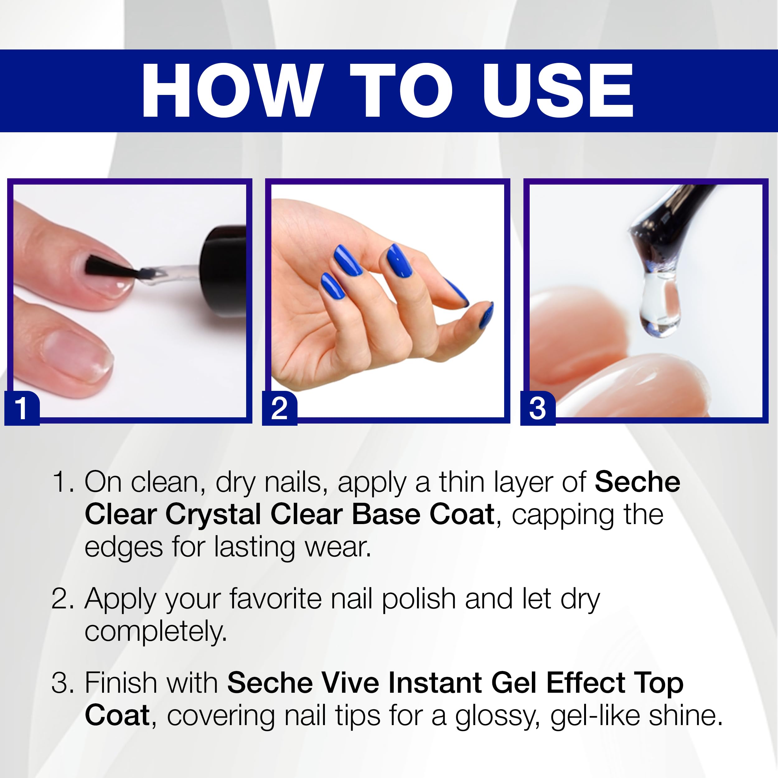 Seche 14 mL bottles next to a ruler for compact travel-friendly size