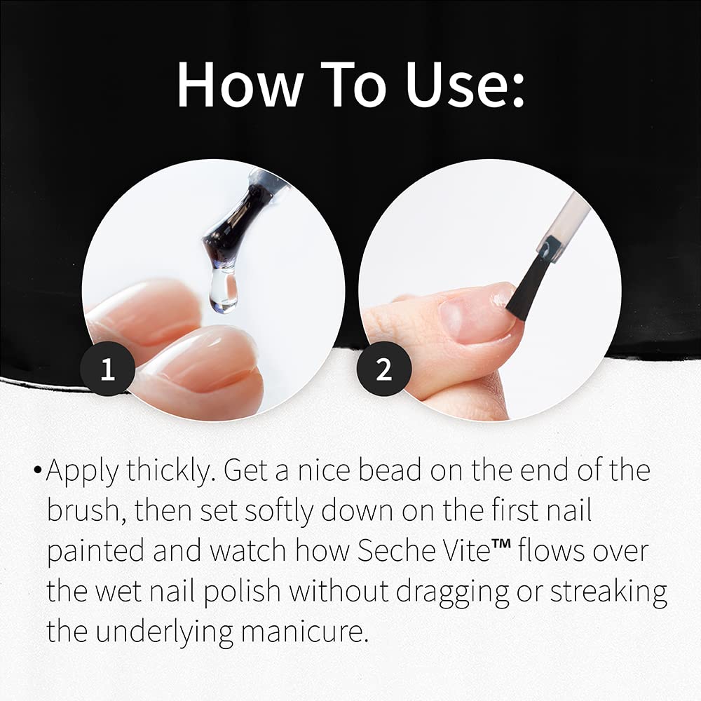 Seche Vite brush applying thin glossy top coat for smooth finish