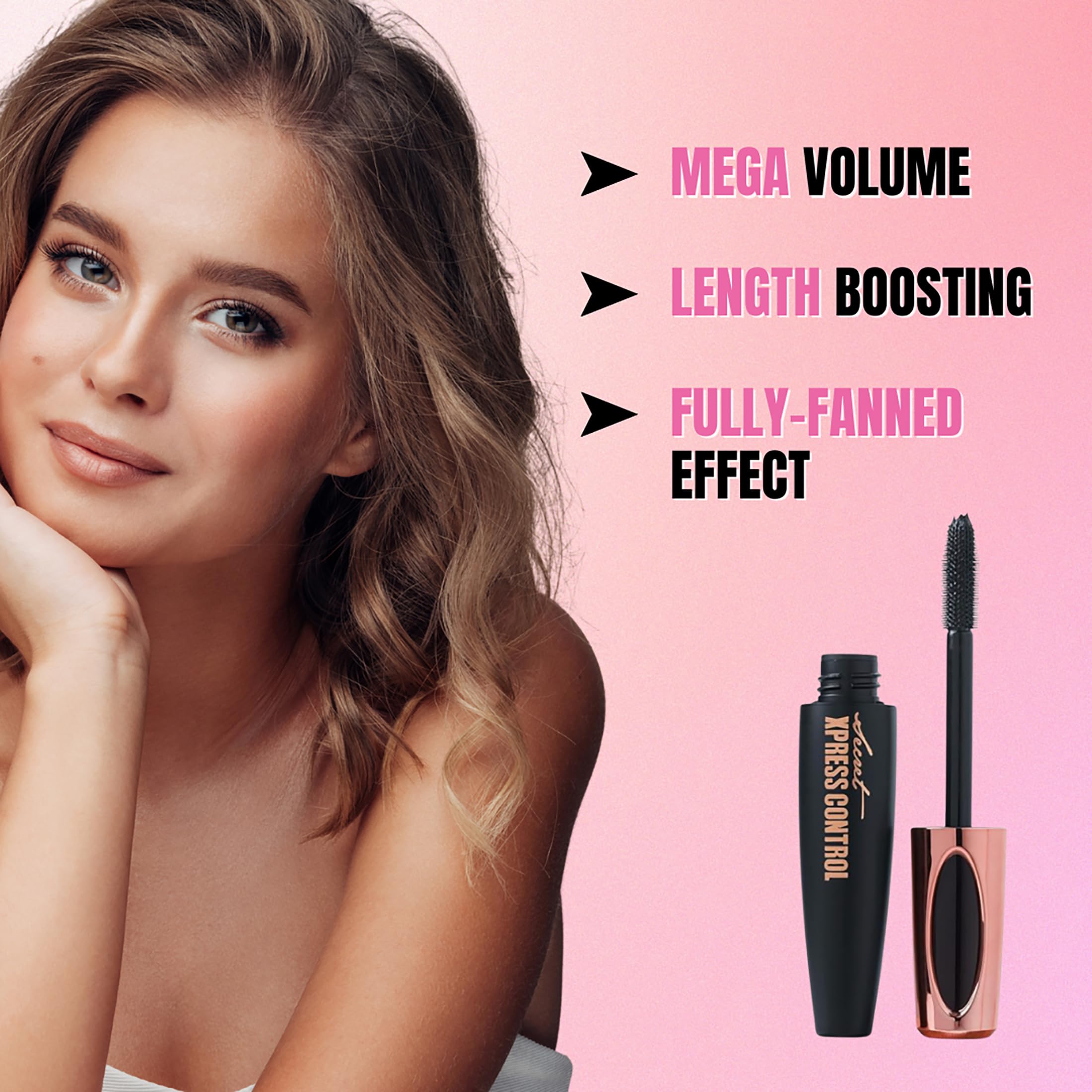 Secret Xpress Control on-eye application lifestyle image showing long-lasting benefit