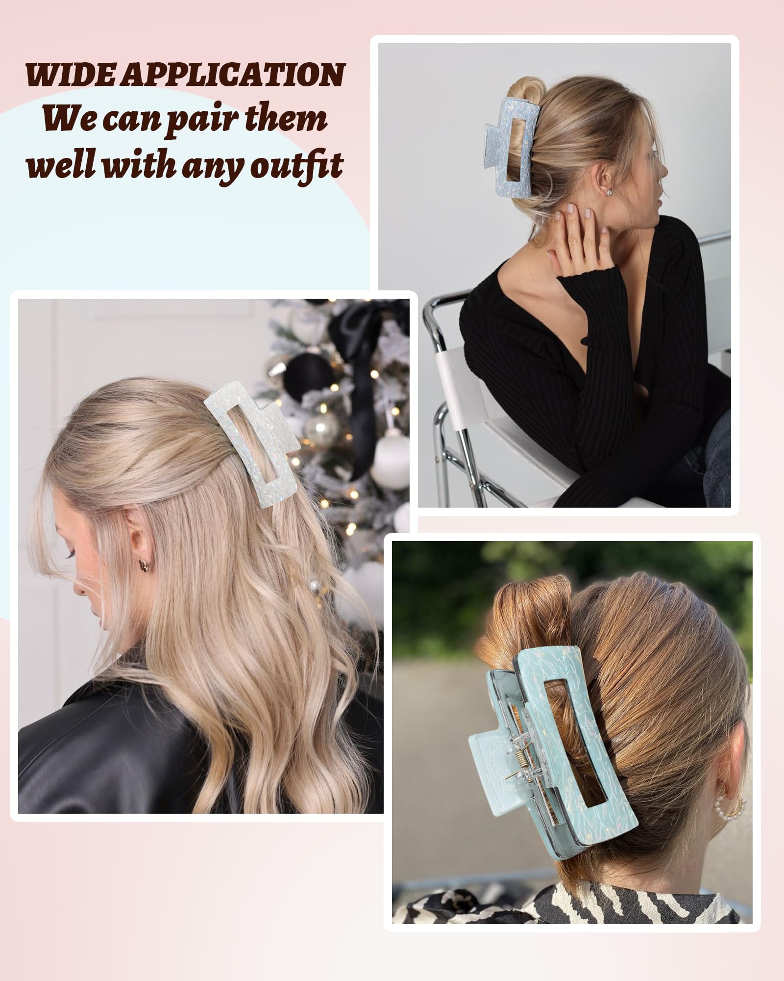 Secroma clip securing thick hair demonstrating strong, non-slip hold