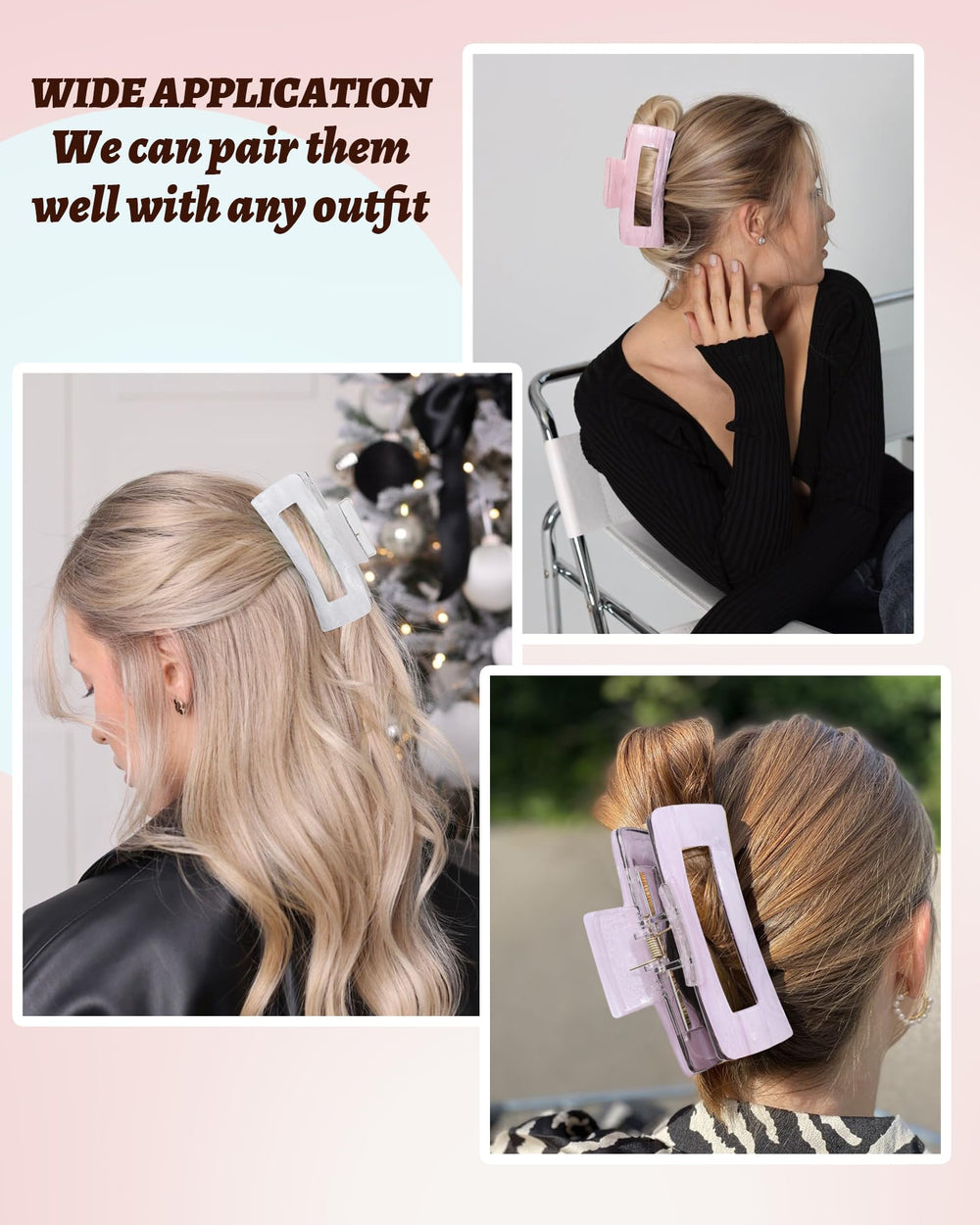 Secroma on thick hair updo demonstrating secure hold without slipping