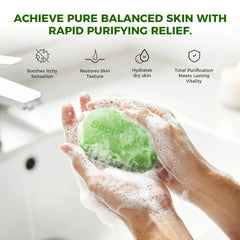 SecuMake foaming net included with package demonstrating richer lather and longer bar life