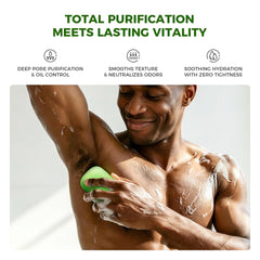 SecuMake soap lathering in hand producing creamy foam for deep cleanse and oil control