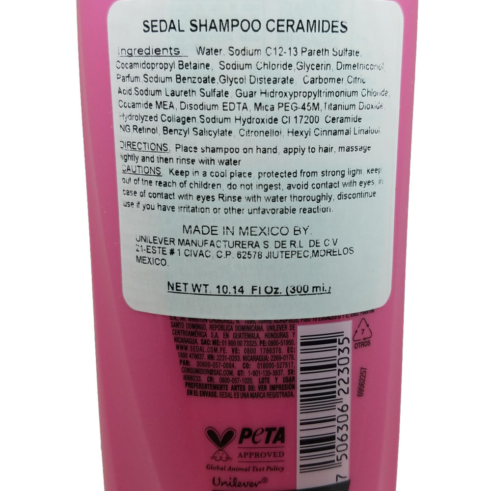 Sedal Ceramidas in-shower use on wet hair illustrating smoother, shinier result