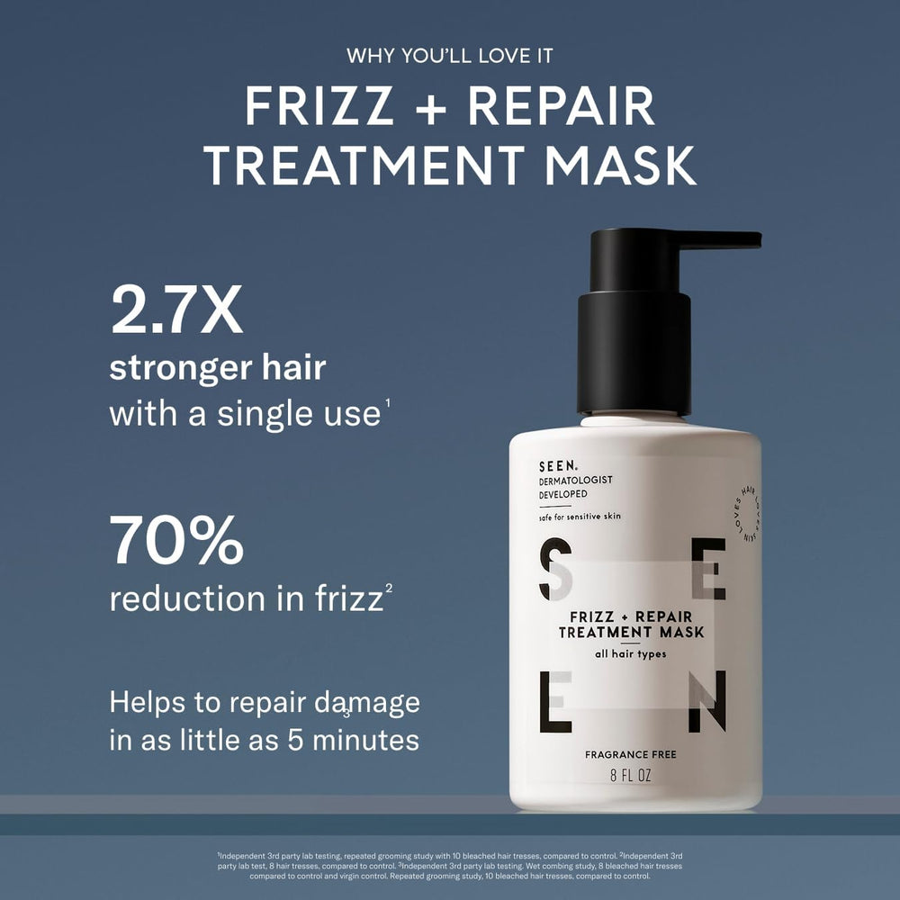 SEEN applying mask in shower on wet hair demonstrating quick five-minute treatment