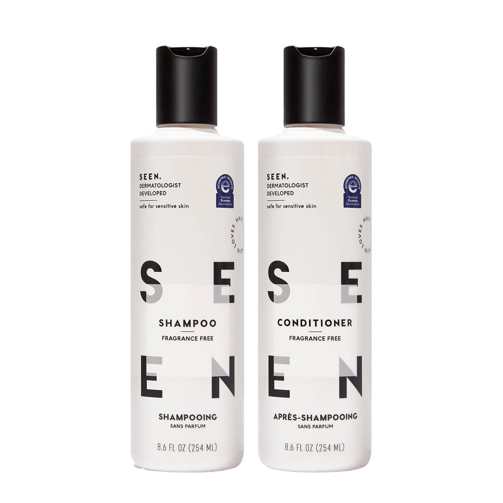 SEEN bundle front packaging showing both bottles and gentle formulation benefits