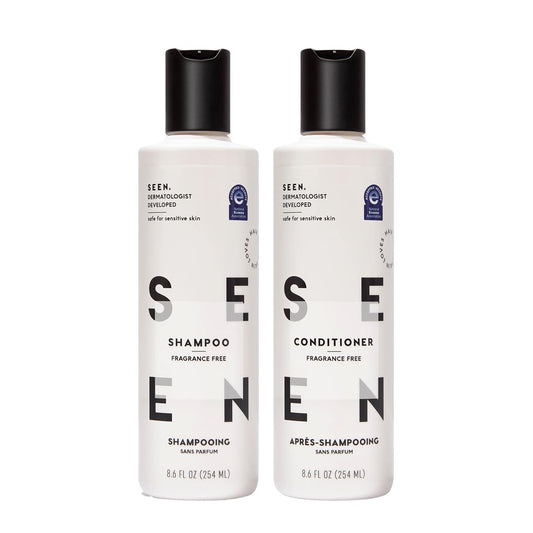 SEEN bundle front packaging showing both bottles and gentle formulation benefits