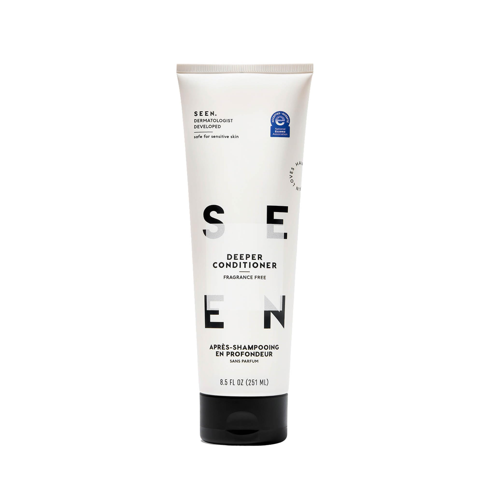 SEEN Deeper Conditioner front bottle showing clean design and benefits