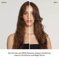 SEEN Deeper Conditioner in hand for size comparison and travel convenience