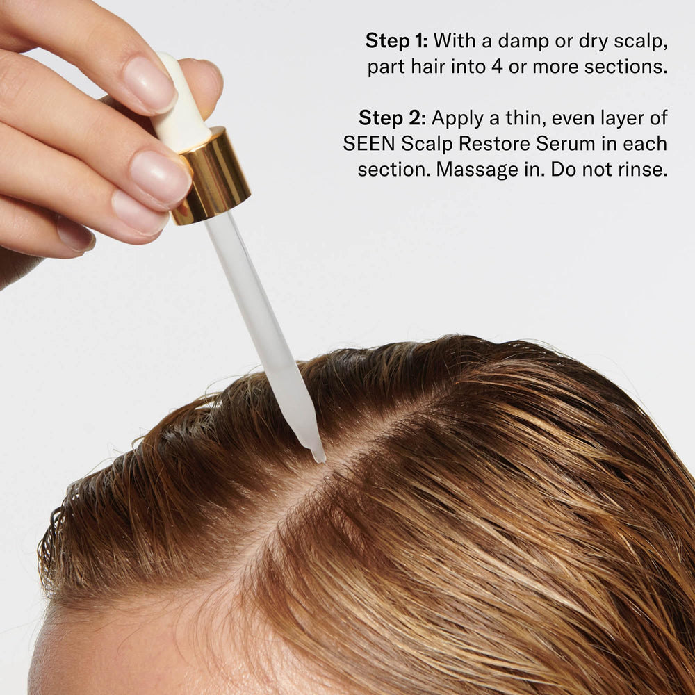 SEEN application on scalp demonstrating easy massage-in use and relief