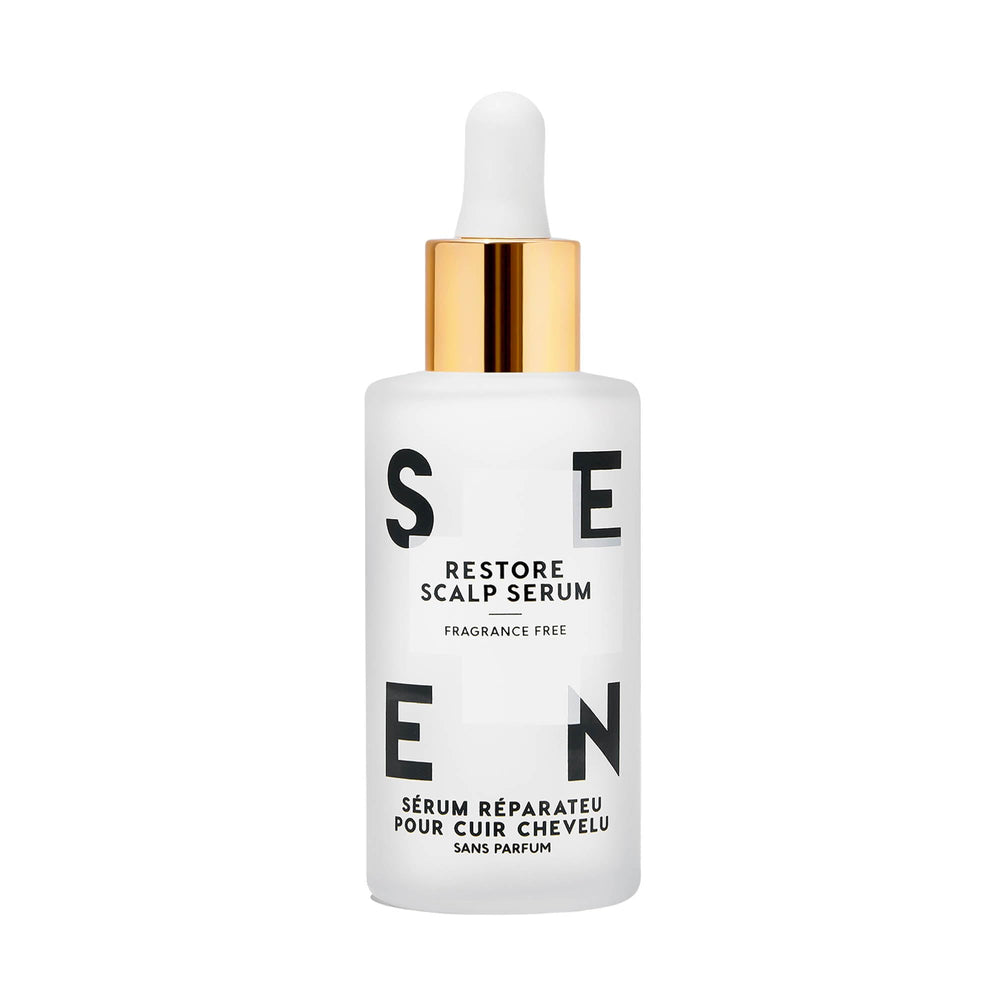 SEEN front packaging showing fragrance-free serum and calming benefits