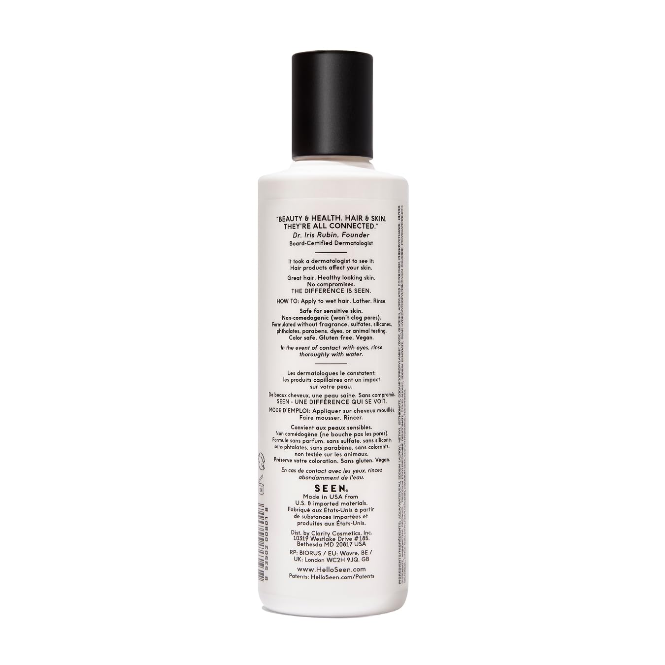 SEEN shampoo pouring and lather forming to demonstrate gentle foaming benefit