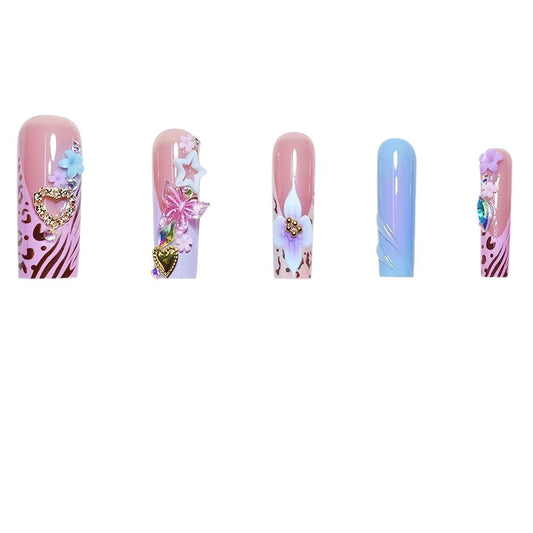 SEENEEY close-up of blue floral design highlighting delicate artwork and polish finish