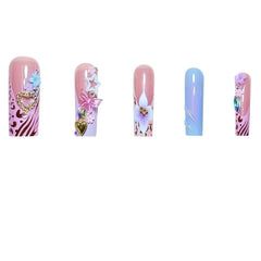 SEENEEY close-up of blue floral design highlighting delicate artwork and polish finish