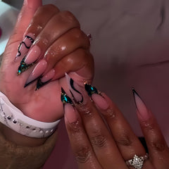 SEENEEY front packaging showing stiletto press-on nails and accessories, easy selection