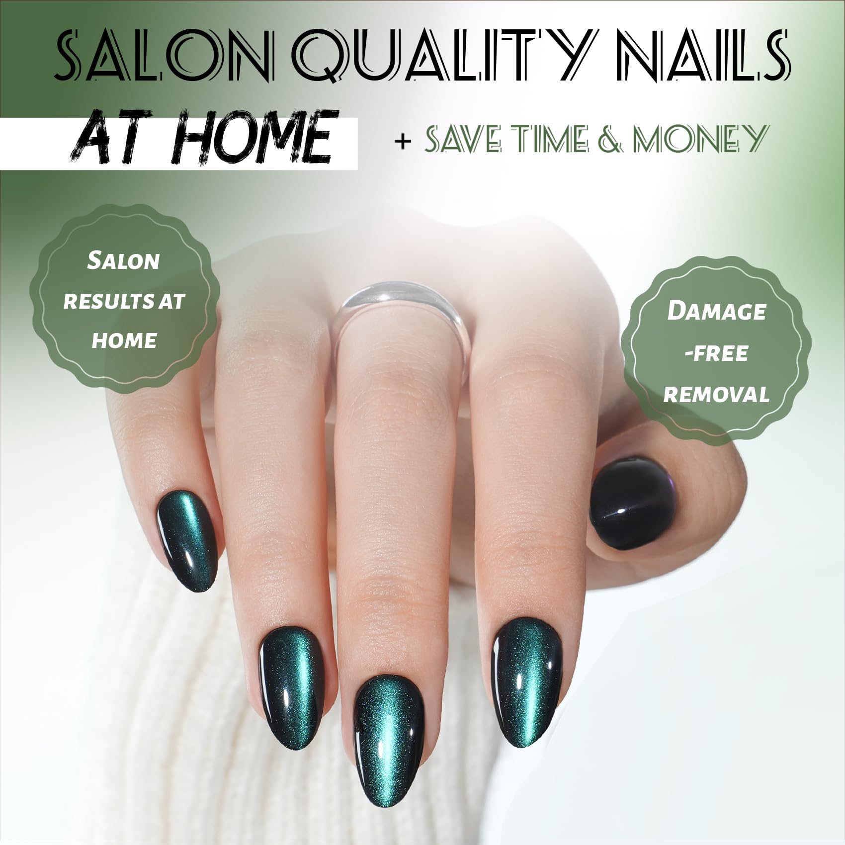 SEEWEE 32 nails laid out by size illustrating the precise fit and customization advantage