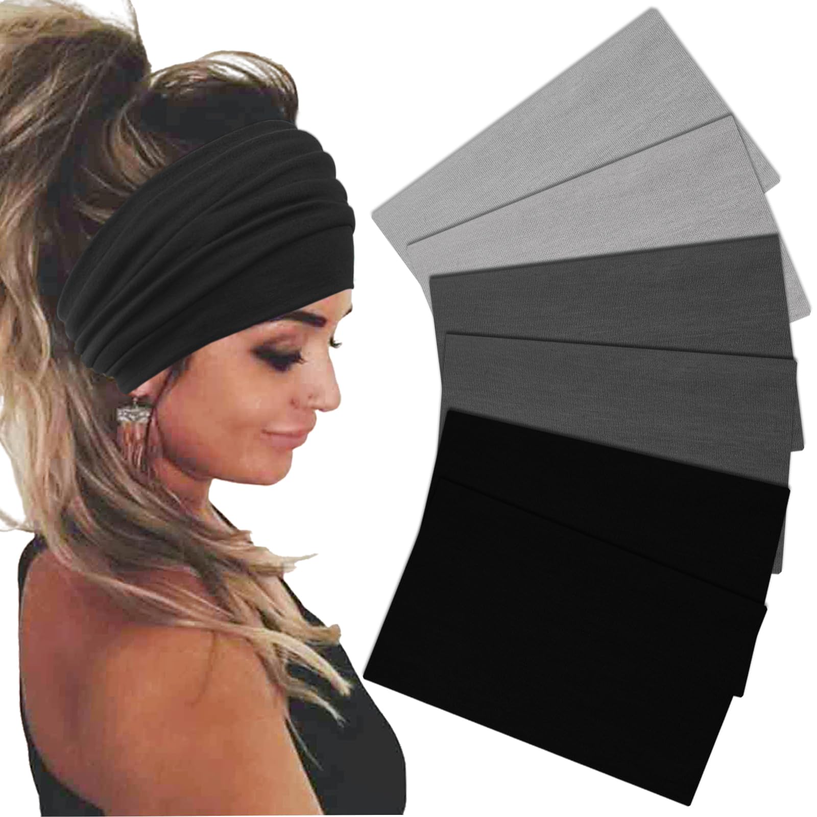 Sefiinh front view of six-pack headbands showing colors and benefit of variety
