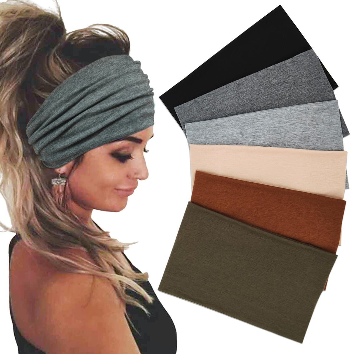 Sefiinh front pack of six headbands showing colors and compact set for versatile styling
