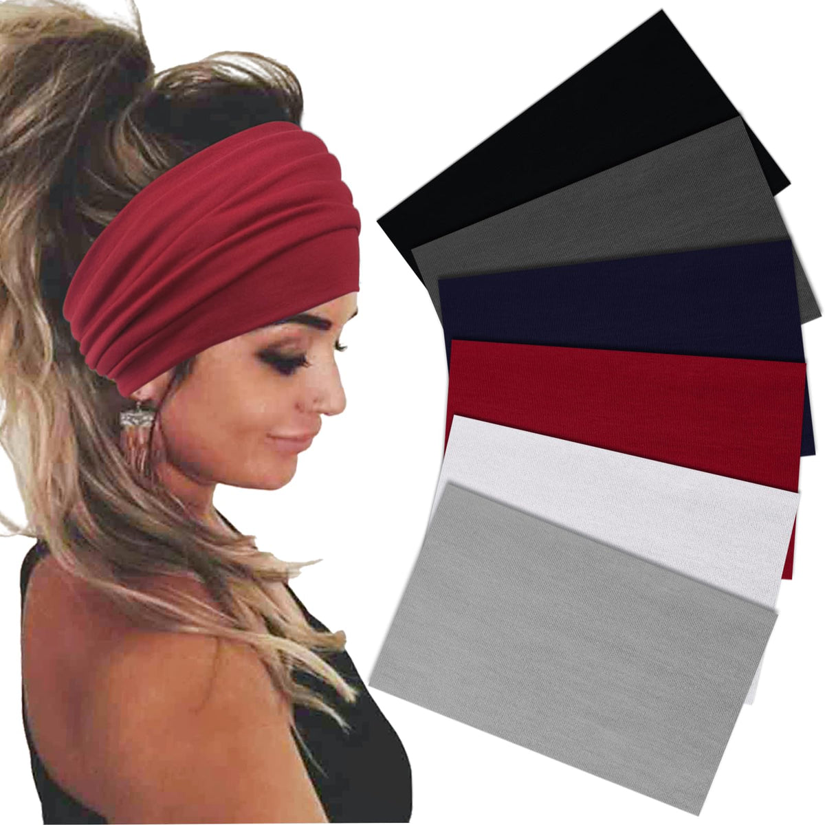 Sefiinh front packaging showing six colorful headbands and benefits