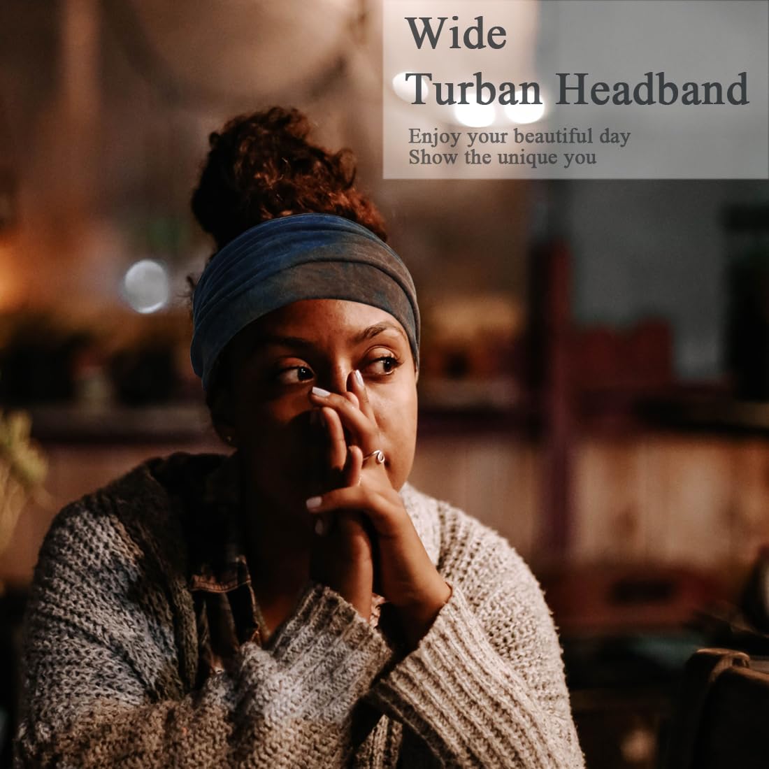 Sefiinh headband worn by woman during yoga, staying secure and wicking sweat effectively