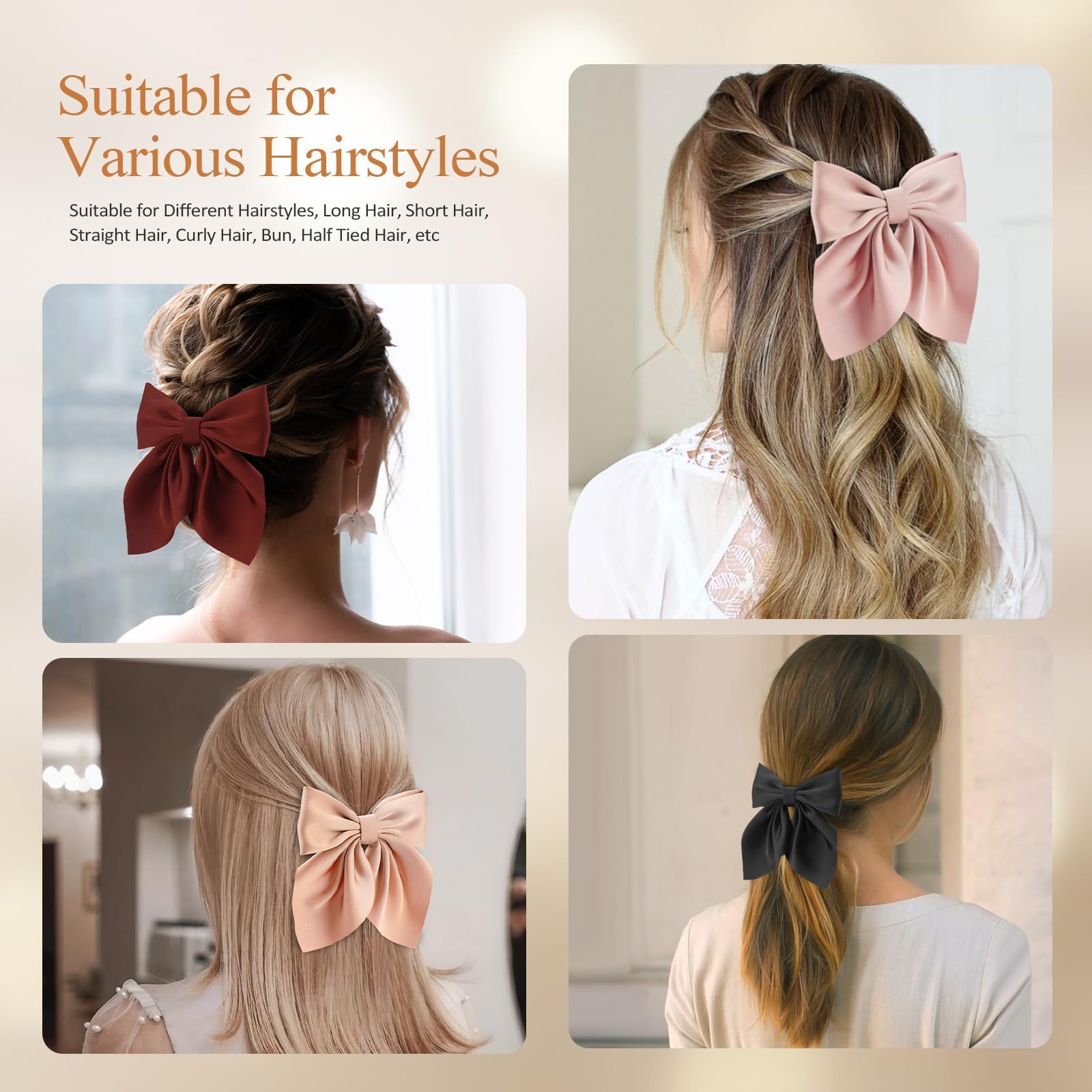Seiolieliou bow clipped into hairstyle, demonstrates polished styling benefit