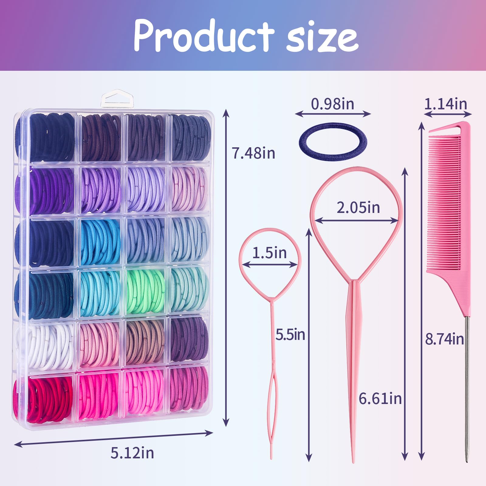 Seiolieliou 24-color grid of elastics for quick color matching and styling