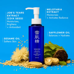 SEKKISEI texture on hand displaying silky oil that breaks down makeup