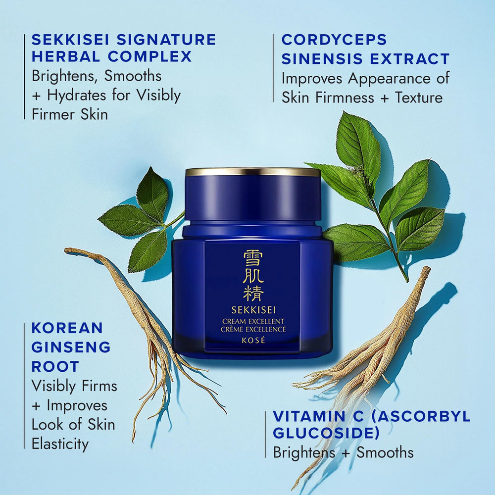 SEKKISEI cream on fingertip ready for application, nourishing benefit