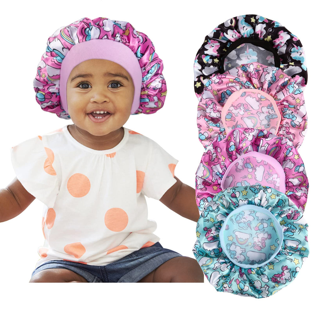 Selalu front view of four bonnet set showing colors and packaging benefit: easy selection