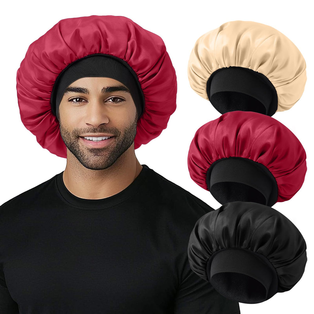 Selalu bonnet front view showing smooth satin and roomy fit benefit protection