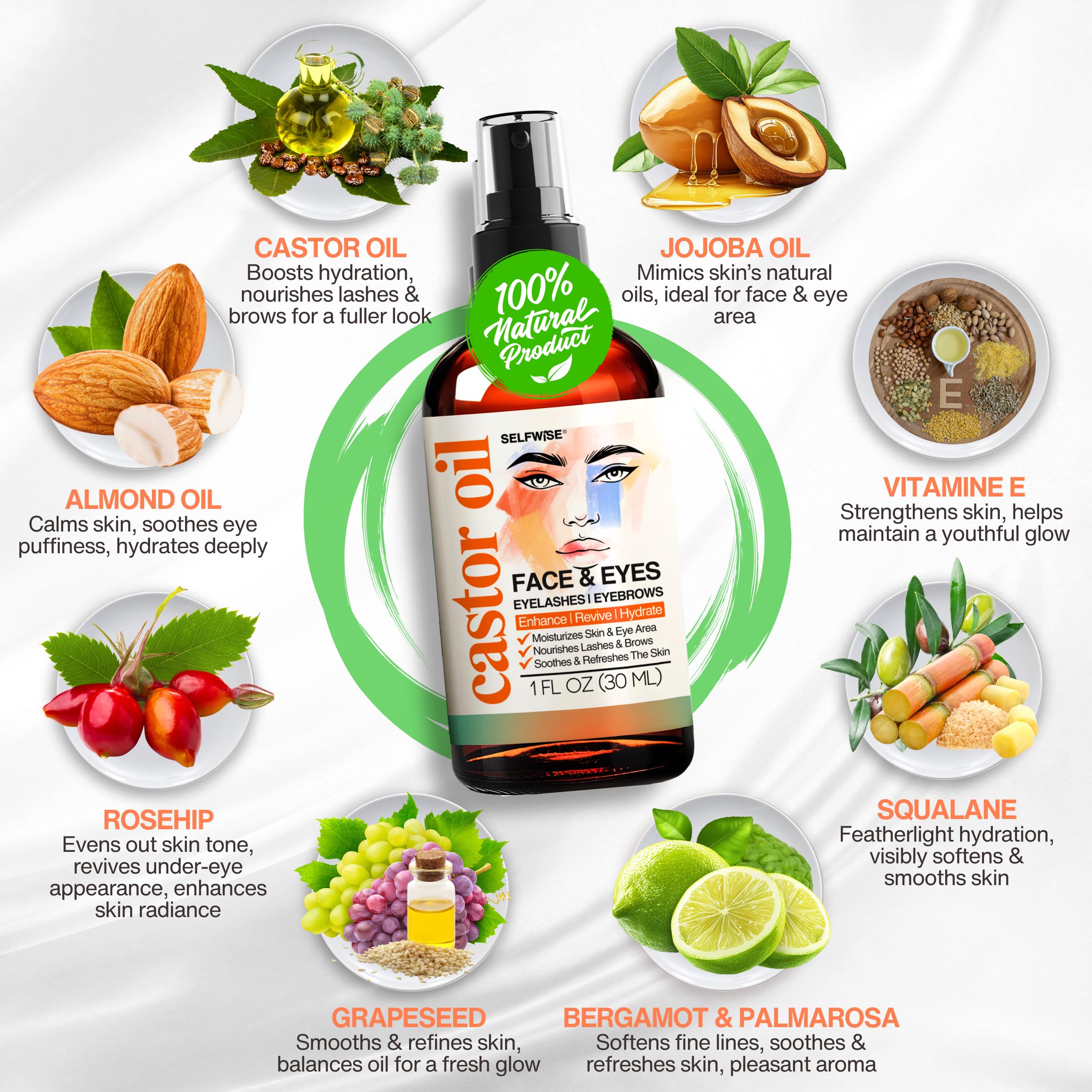 SELFWISE applying oil to cheek for hydration and smoother skin look