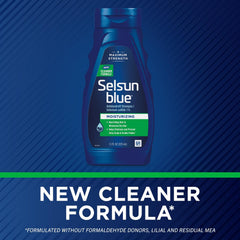 Selsun Blue back label detailing ingredients and usage benefits