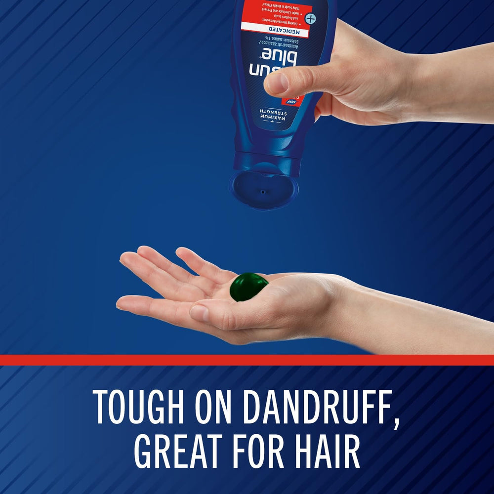 Selsun Blue shampoo lather texture demonstrating quick-lather benefit for clean rinsing