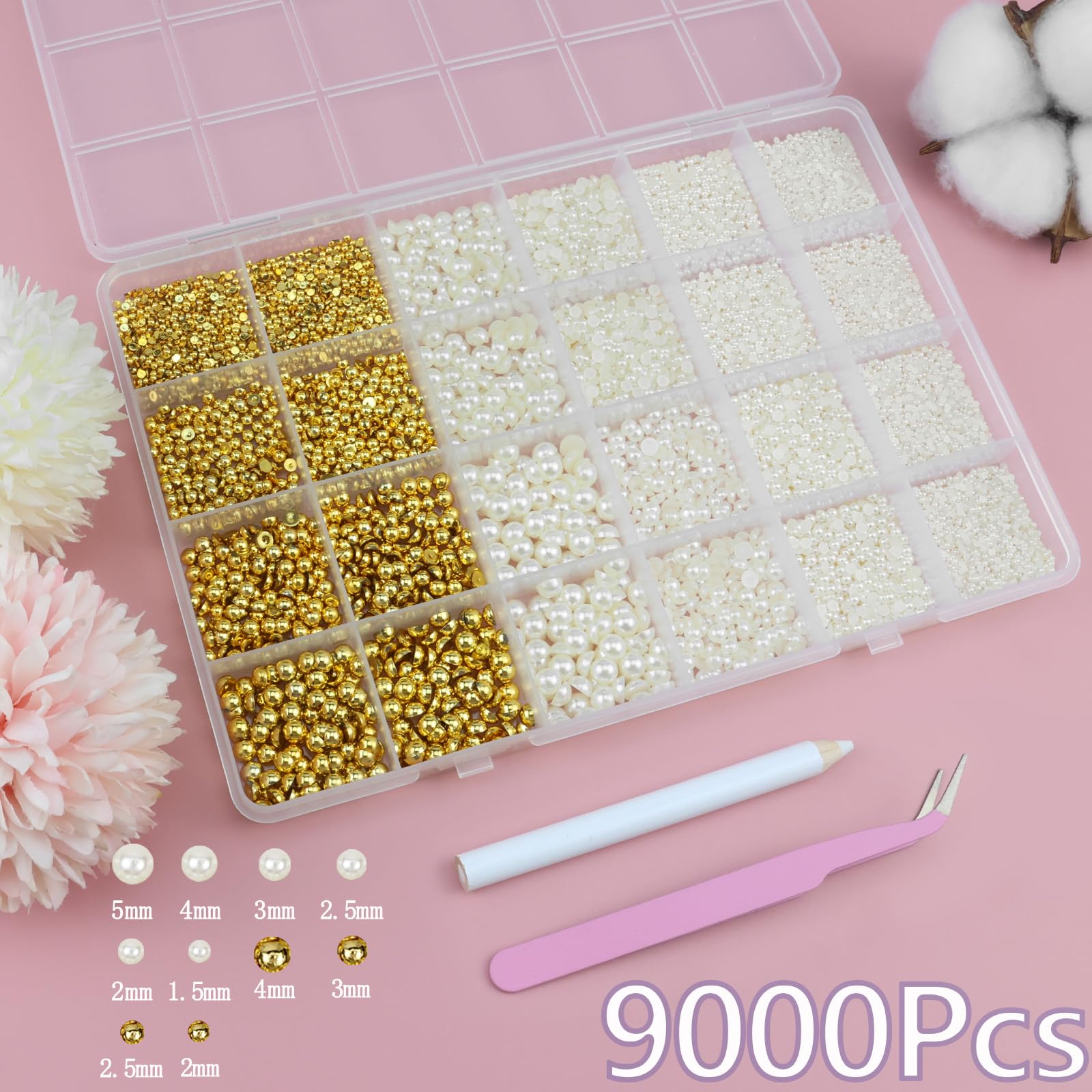 SEMATA compartment organization with mixed cream and gold pearls for tidy storage