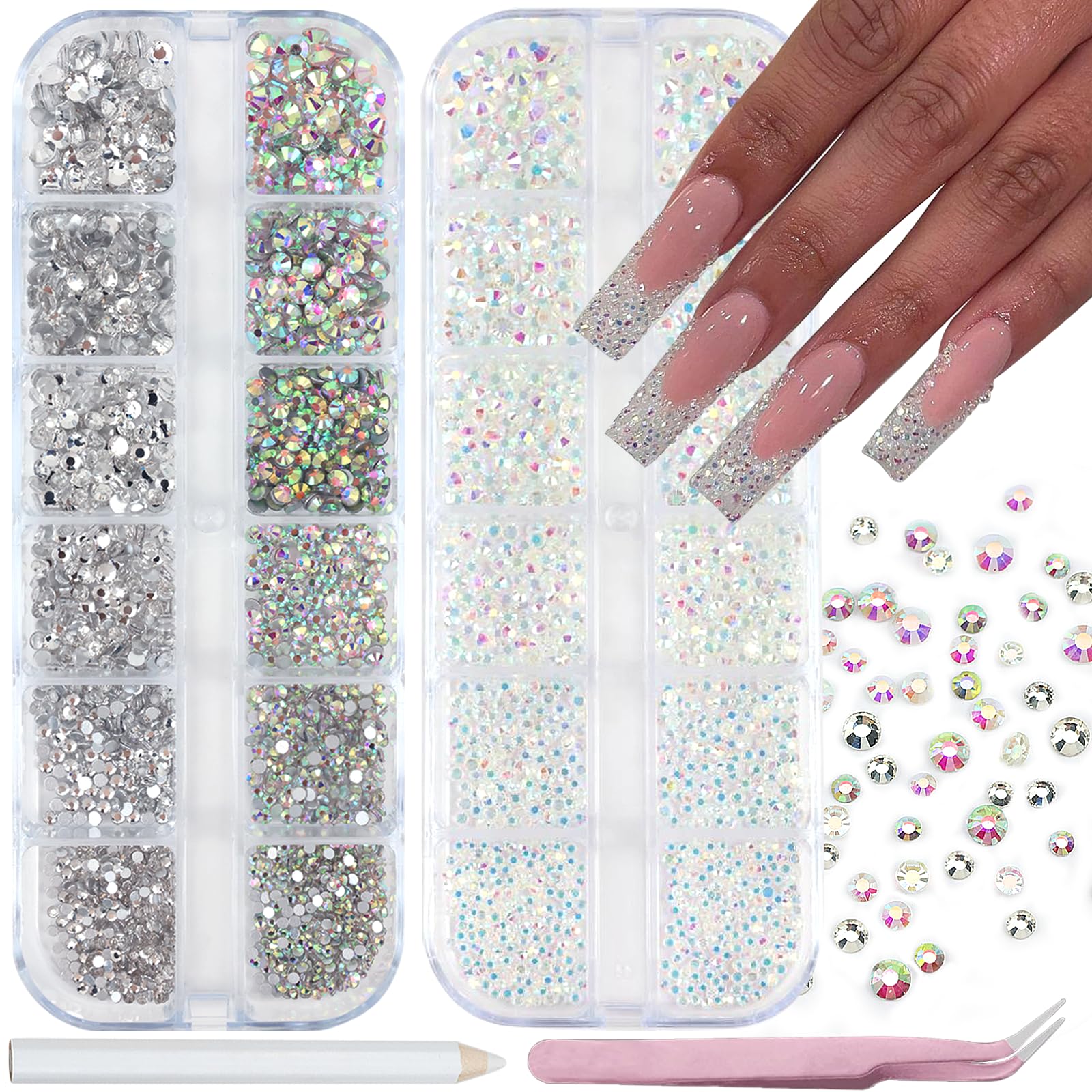 SEMATA front packaging showing organized rhinestone kit and benefits of easy storage