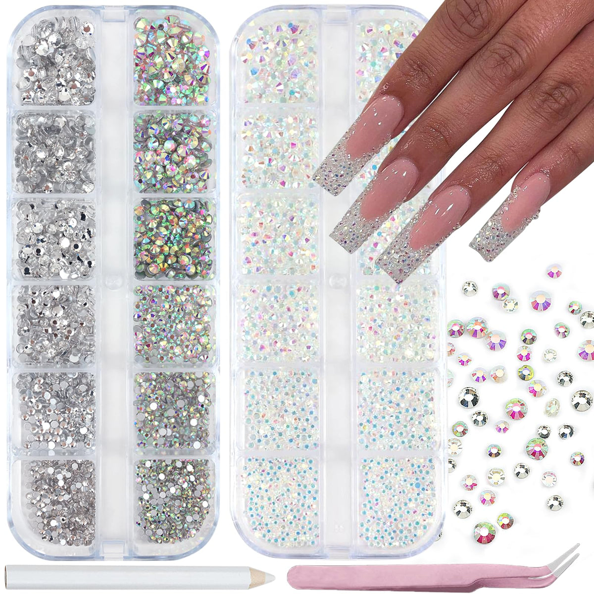 SEMATA front packaging showing organized rhinestone kit and benefits of easy storage