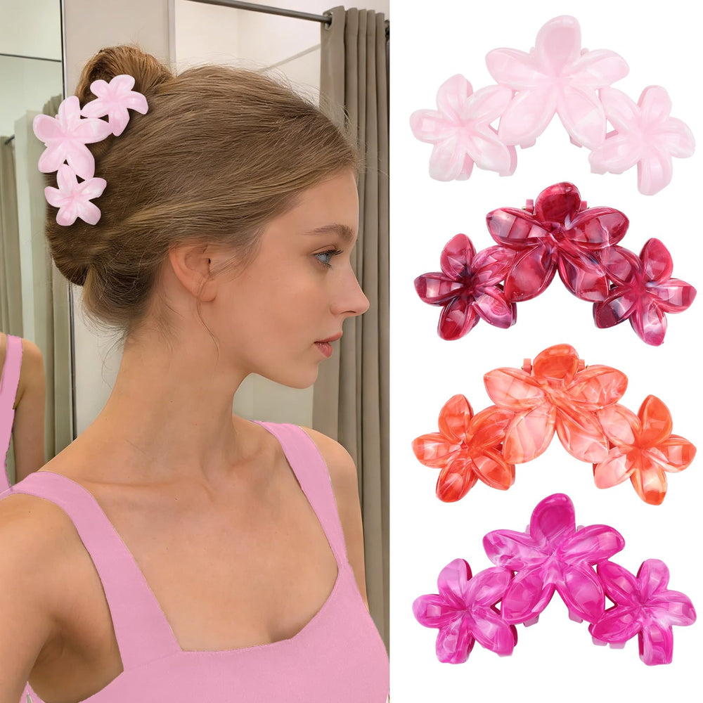 SEMATA front view of four hibiscus clips showing colorful coordinated set and style