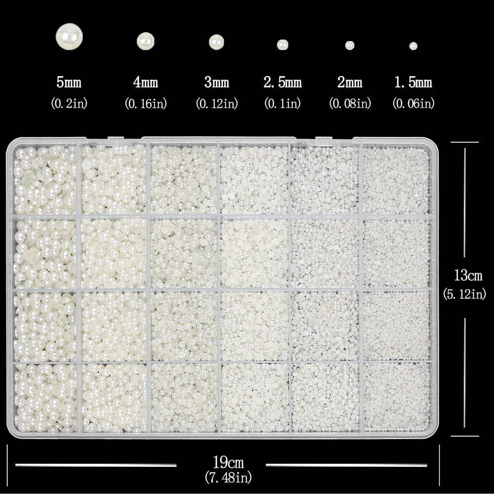 SEMATA pearls beside a coin for scale showing size range and placement options