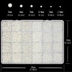 SEMATA pearls beside a coin for scale showing size range and placement options