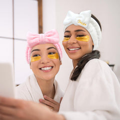 Semato flatlay of all eight headbands styled as bachelorette party favors for cohesive look