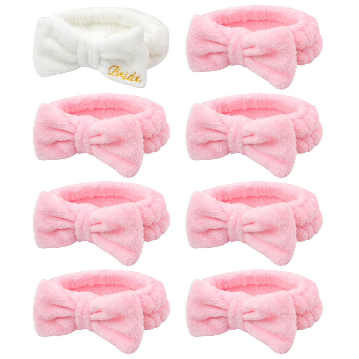 Semato front view of bride and bridesmaid headbands showing coordinated set and easy gifting