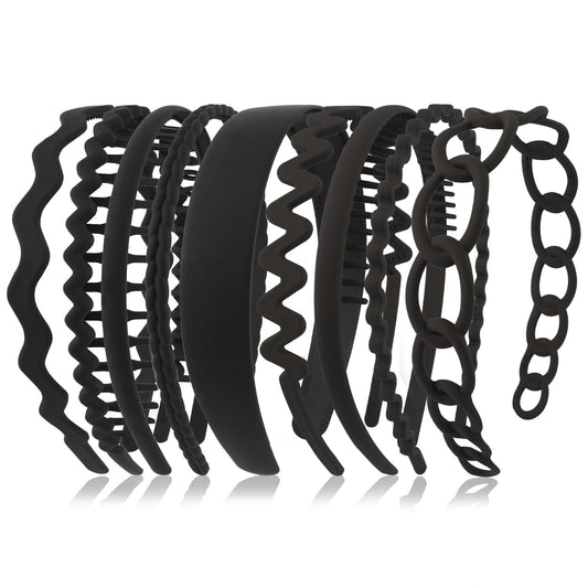 Semato front packaging view showing nine black headbands and durable set benefit