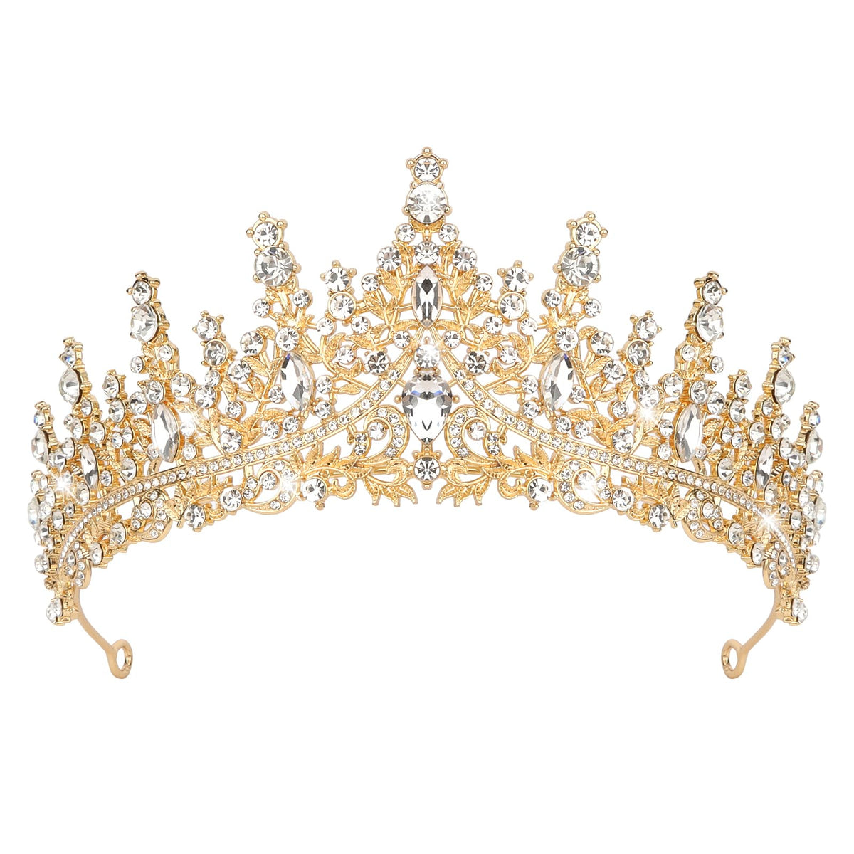 Semato gold crown front view showing ornate baroque shape and regal impact