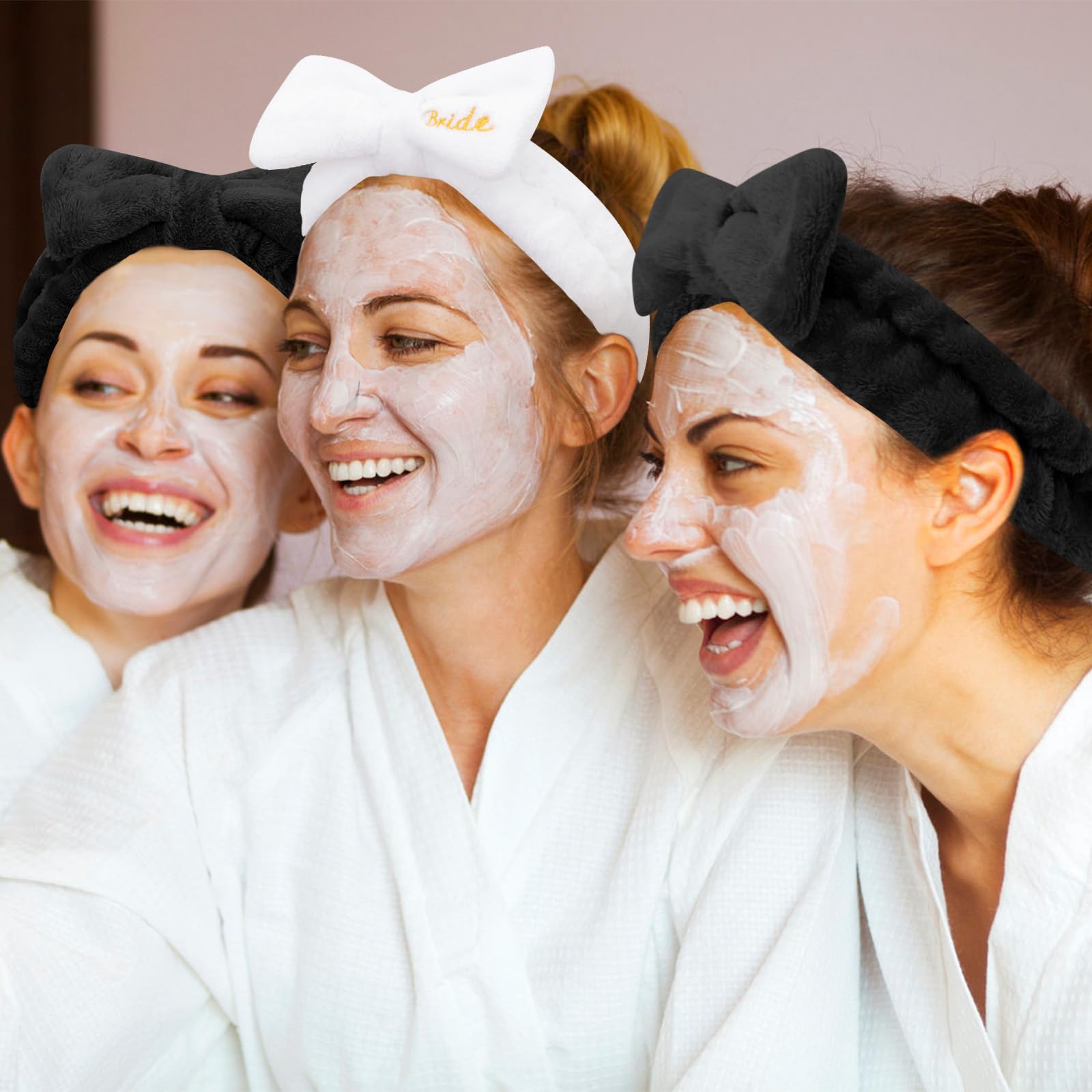 Semato headband worn while washing face demonstrating secure hair control during skincare