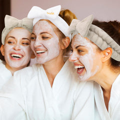 Semato headbands in use during spa prep keeping hair tidy and makeup-ready