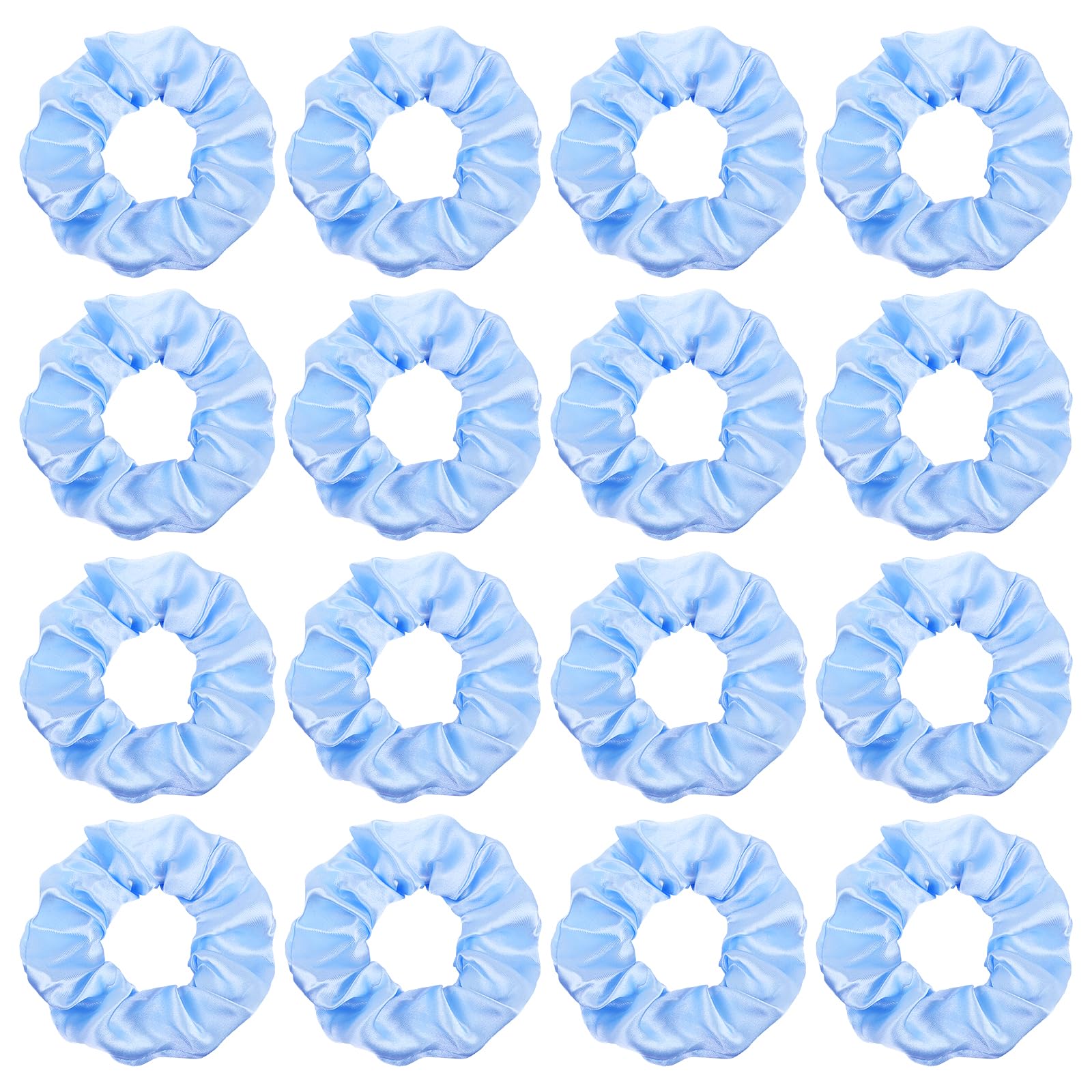 Semato scrunchies front view showing 16 light-blue ties and cohesive look benefit
