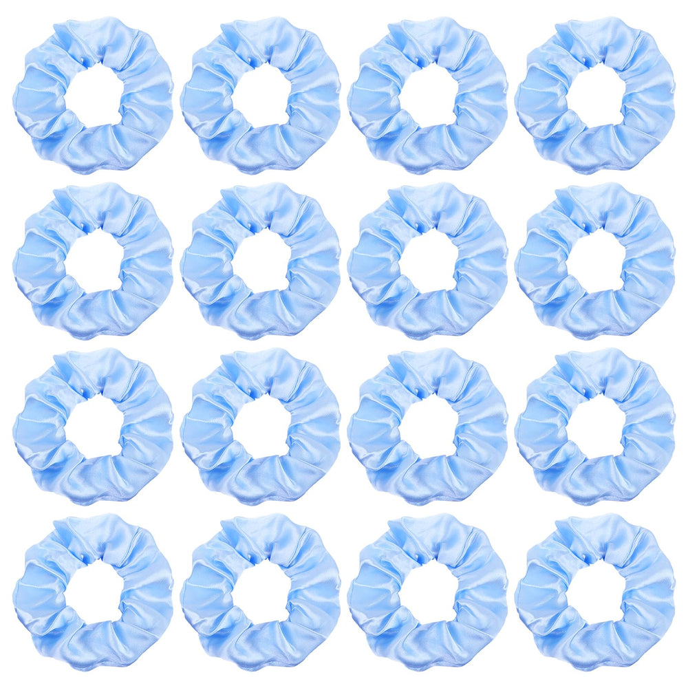 Semato scrunchies front view showing 16 light-blue ties and cohesive look benefit