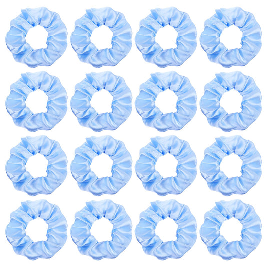 Semato scrunchies front view showing 16 light-blue ties and cohesive look benefit