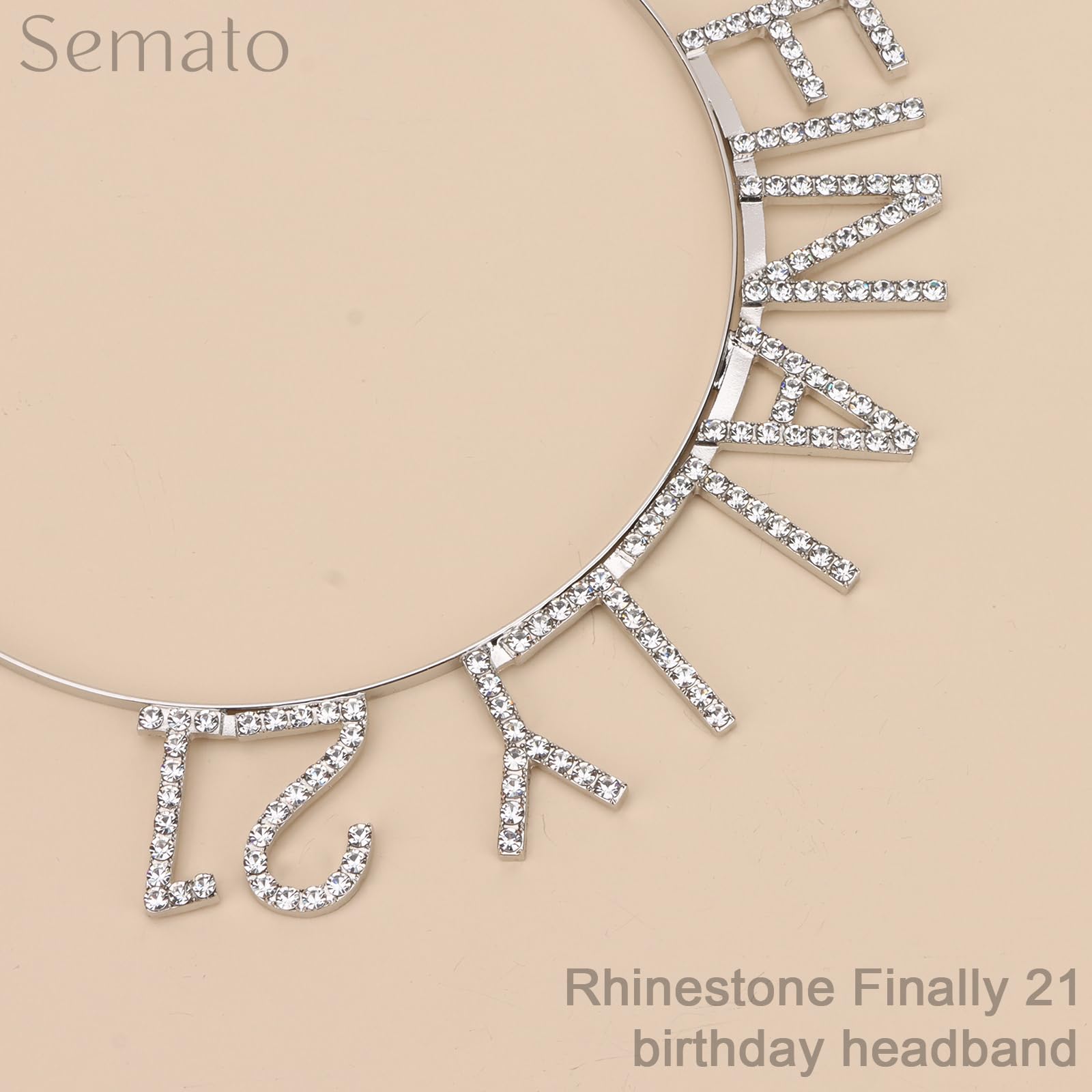 Semato glitter sash full length with readable FINALLY 21 message for photos