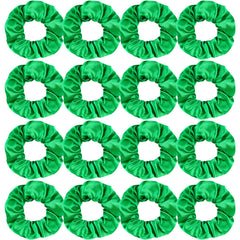 Semato satin green scrunchies pack showing sixteen matching ties and neat packaging benefit uniform gifts